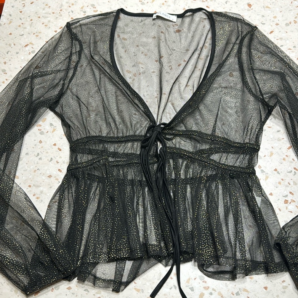 Glance sparkle top black size m